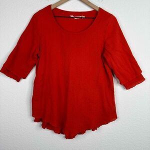 Soft Surroundings Shirt Women Small Orange Short Sleeve Layered Boho Cottagecore